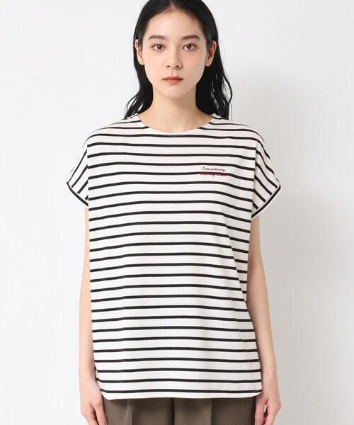 Dessin(デッサン)の「【洗える】フレンチスリーブロゴ入りTシャツ(Tシャツ/カットソー・レディース・ブラック系2/ホワイト系/ブラック・00/01/02/03)」の16枚目の写真