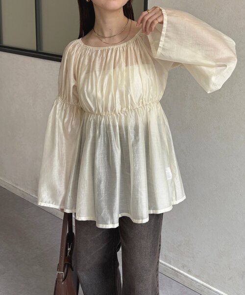 Thevon（ゼボン）の「シアーシャーリングチュニックブラウス（シャツ/ブラウス・レディース・ブラウン/ブラック/アイボリー・FREE）」の6枚目の写真