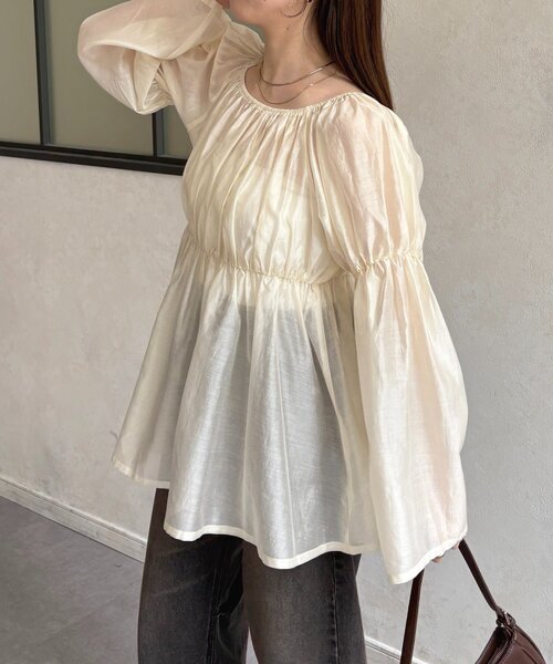 Thevon（ゼボン）の「シアーシャーリングチュニックブラウス（シャツ/ブラウス・レディース・ブラウン/ブラック/アイボリー・FREE）」の7枚目の写真