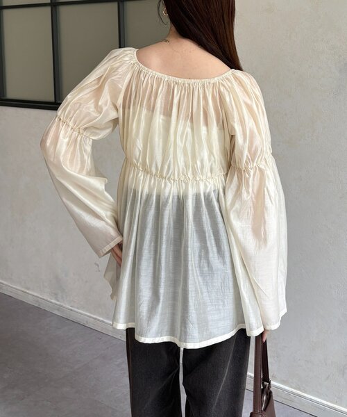 Thevon（ゼボン）の「シアーシャーリングチュニックブラウス（シャツ/ブラウス・レディース・ブラウン/ブラック/アイボリー・FREE）」の8枚目の写真