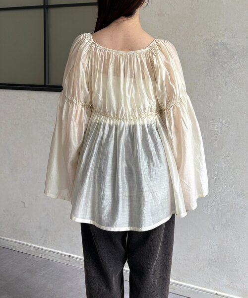 Thevon（ゼボン）の「シアーシャーリングチュニックブラウス（シャツ/ブラウス・レディース・ブラウン/ブラック/アイボリー・FREE）」の14枚目の写真