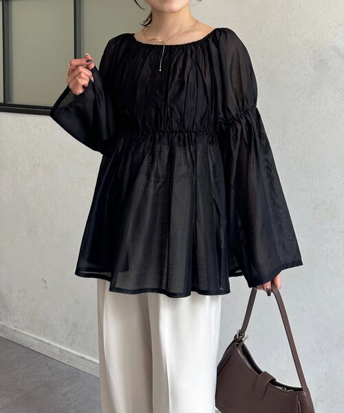 Thevon（ゼボン）の「シアーシャーリングチュニックブラウス（シャツ/ブラウス・レディース・ブラウン/ブラック/アイボリー・FREE）」の16枚目の写真