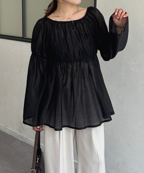 Thevon（ゼボン）の「シアーシャーリングチュニックブラウス（シャツ/ブラウス・レディース・ブラウン/ブラック/アイボリー・FREE）」の19枚目の写真