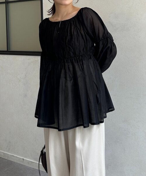 Thevon（ゼボン）の「シアーシャーリングチュニックブラウス（シャツ/ブラウス・レディース・ブラウン/ブラック/アイボリー・FREE）」の20枚目の写真