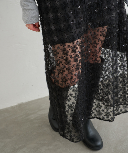 U by SPICK&SPAN(ユーバイスピックアンドスパン)の「フラワーチュールシアースカート(スカート・レディース・ホワイト/ブラック・FREE)」の20枚目の写真