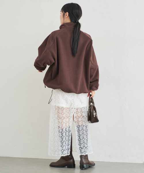 U by SPICK&SPAN(ユーバイスピックアンドスパン)の「フラワーチュールシアースカート(スカート・レディース・ホワイト/ブラック・FREE)」の3枚目の写真