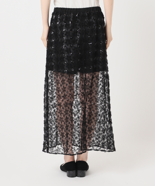 U by SPICK&SPAN(ユーバイスピックアンドスパン)の「フラワーチュールシアースカート(スカート・レディース・ホワイト/ブラック・FREE)」の6枚目の写真