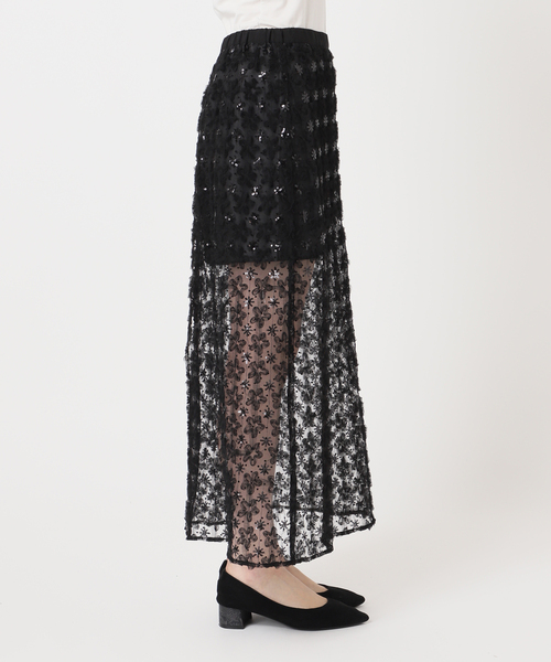 U by SPICK&SPAN(ユーバイスピックアンドスパン)の「フラワーチュールシアースカート(スカート・レディース・ホワイト/ブラック・FREE)」の7枚目の写真