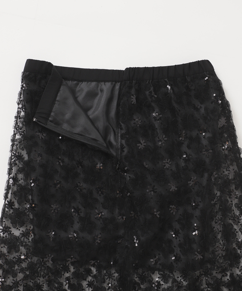 U by SPICK&SPAN(ユーバイスピックアンドスパン)の「フラワーチュールシアースカート(スカート・レディース・ホワイト/ブラック・FREE)」の10枚目の写真