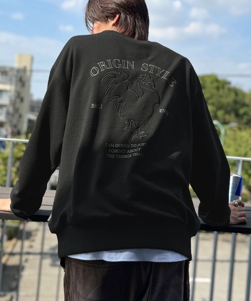 Classical Origin(クラシカルオリジン)の「「背中で魅せる。」ルースターバック刺繍スウェットトレーナー/Rooster Back Embroidered Sweat Trainer(スウェット・メンズ・杢グレー/ブラック・LARGE/MEDIUM/SMALL)」の6枚目の写真