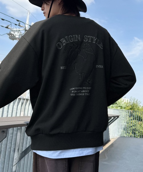 Classical Origin(クラシカルオリジン)の「「背中で魅せる。」ルースターバック刺繍スウェットトレーナー/Rooster Back Embroidered Sweat Trainer(スウェット・メンズ・杢グレー/ブラック・LARGE/MEDIUM/SMALL)」の7枚目の写真