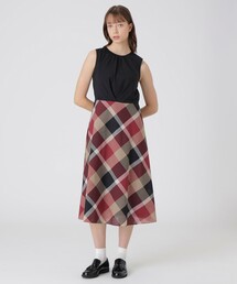 【バーバリーブルーレーベル】かわいいパフスリーブ ノバチェック柄ワンピース✳︎38 BLUE LABEL CRESTBRIDGE｜ブルーレーベルクレストブリッジの