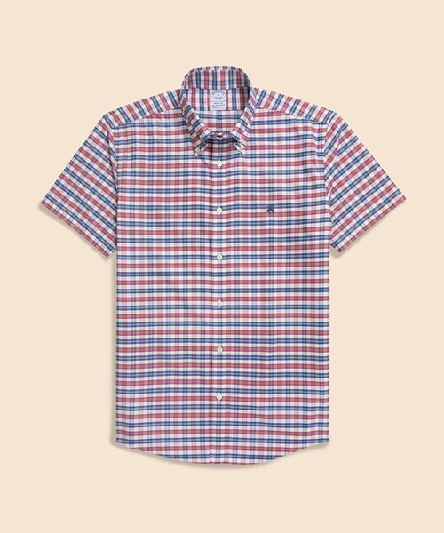 BROOKS BROTHERS(ブルックスブラザーズ)の「ストレッチオックスフォード GFロゴ ショートスリーブ カジュアルシャツ Regular Fit(シャツ/ブラウス・メンズ・ブルー/ネイビー/ホワイト/マルチ・MEDIUM/X-LARGE/LARGE/SMALL)」の3枚目の写真