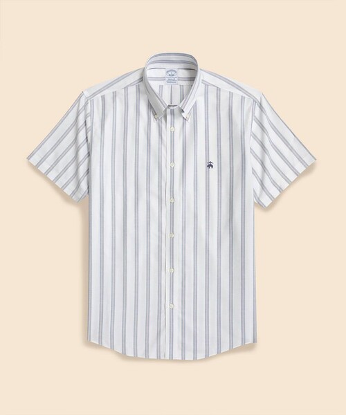 BROOKS BROTHERS(ブルックスブラザーズ)の「ストレッチオックスフォード GFロゴ ショートスリーブ カジュアルシャツ Regular Fit(シャツ/ブラウス・メンズ・ブルー/ネイビー/ホワイト/マルチ・MEDIUM/X-LARGE/LARGE/SMALL)」の2枚目の写真