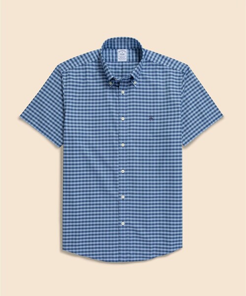 BROOKS BROTHERS(ブルックスブラザーズ)の「ストレッチオックスフォード GFロゴ ショートスリーブ カジュアルシャツ Regular Fit(シャツ/ブラウス・メンズ・ブルー/ネイビー/ホワイト/マルチ・MEDIUM/X-LARGE/LARGE/SMALL)」の1枚目の写真