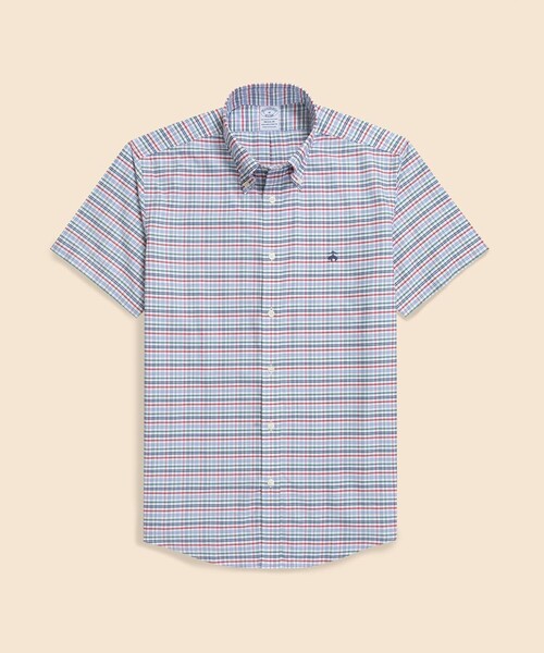 BROOKS BROTHERS(ブルックスブラザーズ)の「ストレッチオックスフォード GFロゴ ショートスリーブ カジュアルシャツ Regular Fit(シャツ/ブラウス・メンズ・ブルー/ネイビー/ホワイト/マルチ・MEDIUM/X-LARGE/LARGE/SMALL)」の4枚目の写真