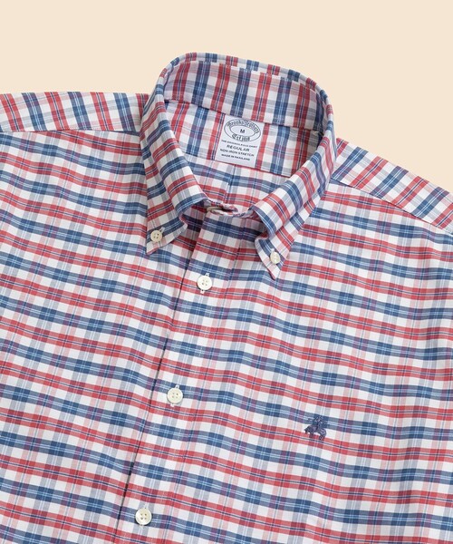 BROOKS BROTHERS(ブルックスブラザーズ)の「ストレッチオックスフォード GFロゴ ショートスリーブ カジュアルシャツ Regular Fit(シャツ/ブラウス・メンズ・ブルー/ネイビー/ホワイト/マルチ・MEDIUM/X-LARGE/LARGE/SMALL)」の5枚目の写真