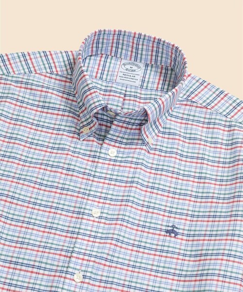 BROOKS BROTHERS(ブルックスブラザーズ)の「ストレッチオックスフォード GFロゴ ショートスリーブ カジュアルシャツ Regular Fit(シャツ/ブラウス・メンズ・ブルー/ネイビー/ホワイト/マルチ・MEDIUM/X-LARGE/LARGE/SMALL)」の7枚目の写真