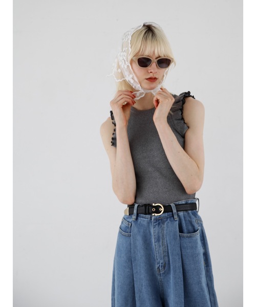 Katrin TOKYO（カトリーントーキョー）の「cup-in summer knit frill tops（その他トップス・レディース・ヘザーグレー/グリーン系/オレンジ・XS/FREE）」の11枚目の写真