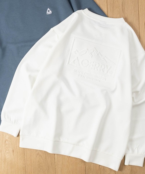 GERRY(ジェリー)の「【ag】〔GERRY/ジェリー〕バックエンボス加工 シルキータッチ クルーネックスウェット(スウェット・メンズ・ホワイト/ブラック/グレイッシュベージュ/ブルー/ブルー系1/グレー系1/グリーン系1/ホワイト系1/ブラック系1・MEDIUM/LARGE)」の2枚目の写真