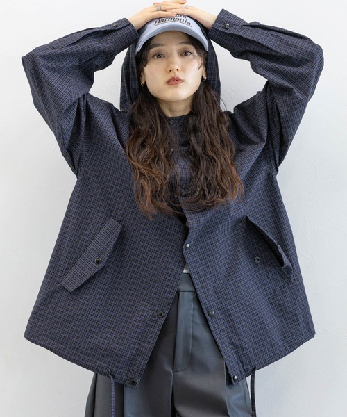 RAGEBLUE（レイジブルー）の「ドロストチェックシャツパーカー（シャツ/ブラウス・レディース・ブルー/グレー/イエロー・FREE）」の3枚目の写真