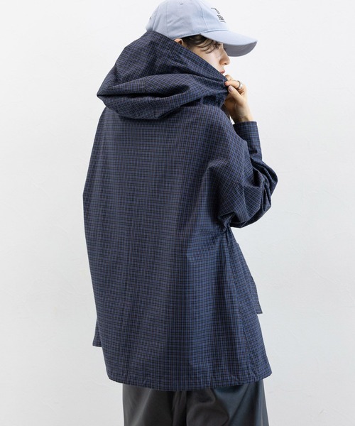 RAGEBLUE（レイジブルー）の「ドロストチェックシャツパーカー（シャツ/ブラウス・レディース・ブルー/グレー/イエロー・FREE）」の15枚目の写真