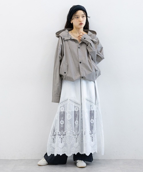 RAGEBLUE（レイジブルー）の「ドロストチェックシャツパーカー（シャツ/ブラウス・レディース・ブルー/グレー/イエロー・FREE）」の4枚目の写真