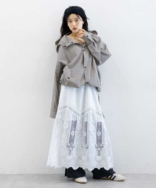 RAGEBLUE（レイジブルー）の「ドロストチェックシャツパーカー（シャツ/ブラウス・レディース・ブルー/グレー/イエロー・FREE）」の5枚目の写真