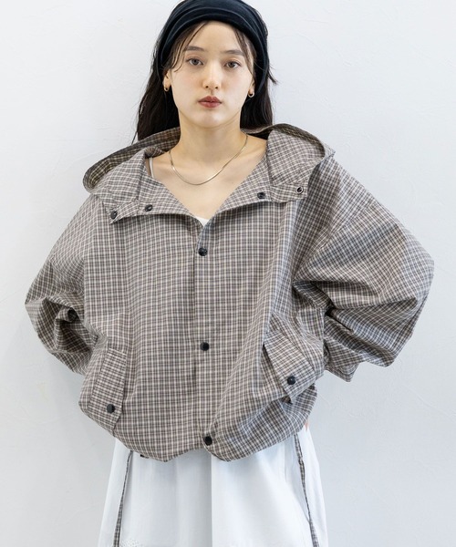 RAGEBLUE（レイジブルー）の「ドロストチェックシャツパーカー（シャツ/ブラウス・レディース・ブルー/グレー/イエロー・FREE）」の6枚目の写真