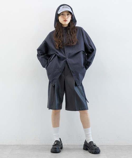 RAGEBLUE（レイジブルー）の「ドロストチェックシャツパーカー（シャツ/ブラウス・レディース・ブルー/グレー/イエロー・FREE）」の12枚目の写真