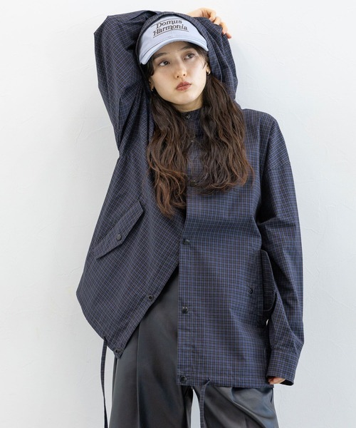 RAGEBLUE（レイジブルー）の「ドロストチェックシャツパーカー（シャツ/ブラウス・レディース・ブルー/グレー/イエロー・FREE）」の13枚目の写真