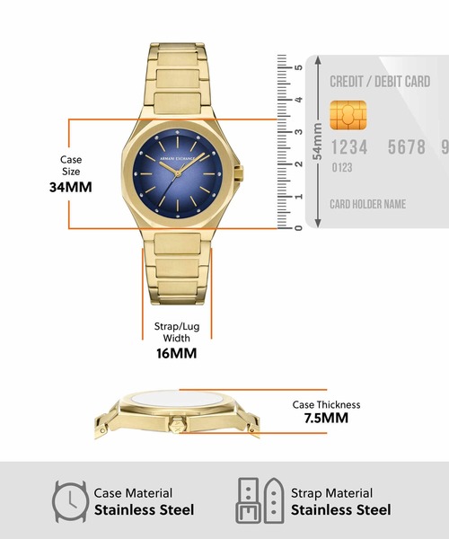 ARMANI EXCHANGE（アルマーニエクスチェンジ）の「アルマーニ・エクスチェンジ 腕時計 レディース アナログ ステンレス AX4620（アナログ腕時計・レディース・ゴールド・FREE）」の5枚目の写真