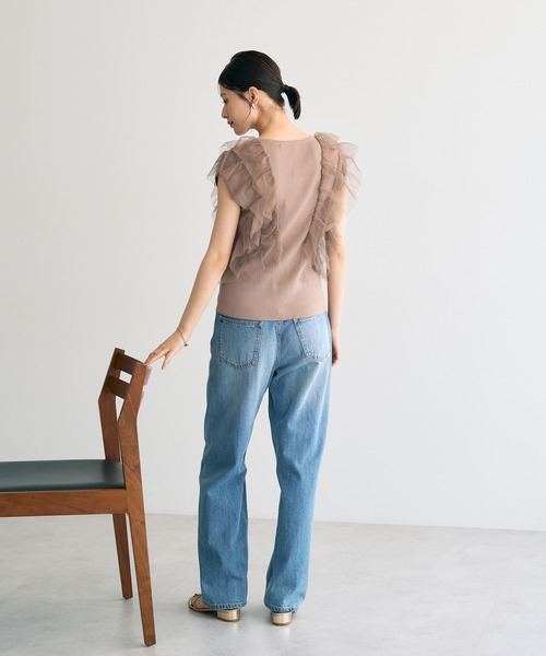 YECCA VECCA（イェッカヴェッカ）の「チュールラッフルノースリーブカーディガン（カーディガン/ボレロ・レディース・ブラック/ブラウン/ベージュ・FREE）」の15枚目の写真