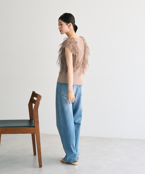 YECCA VECCA（イェッカヴェッカ）の「チュールラッフルノースリーブカーディガン（カーディガン/ボレロ・レディース・ブラック/ブラウン/ベージュ・FREE）」の16枚目の写真