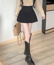 ハイウエスト 切り替え プリーツ ミニ スカート
