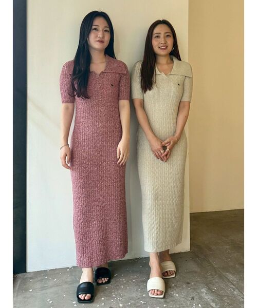 新品未使用　POLO BCSコラボ　カラーネックメランジケーブルニットワンピース セール】【POLO BCSコラボ】カラーネックメランジケーブルニット