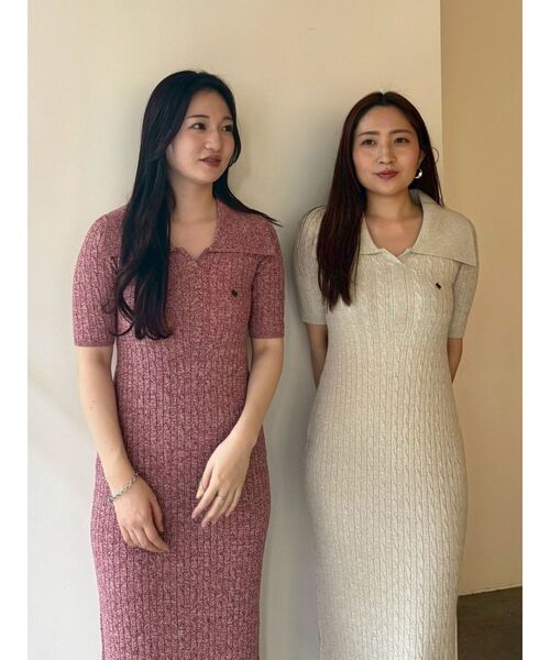 POLO BCS（ポロ ビーシーエス）の「【POLO BCSコラボ】カラーネックメランジケーブルニットワンピース（ワンピース・レディース・ブラック/レッド/ベージュ・SMALL/MEDIUM）」の21枚目の写真