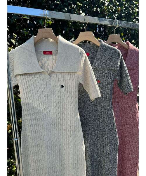POLO BCSケーブルワンピースLS バーガンディ POLO BCSケーブルワンピースLS バーガンディ