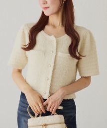 【WEB限定】ゴールドボタン半袖ニットカーディガン