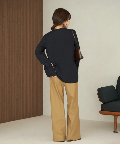 タグ付きRIAM plage 24SS ノーカラーシャツ　R'IAM 追加》R'IAM ノーカラーシャツ（シャツ/ブラウス）｜Plage