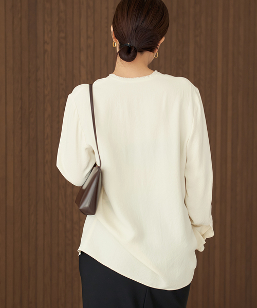 新品タグ付き　plage R'IAM ノーカラーシャツ ホワイト 追加》R'IAM ノーカラーシャツ（シャツ/ブラウス）｜Plage（プラージュ