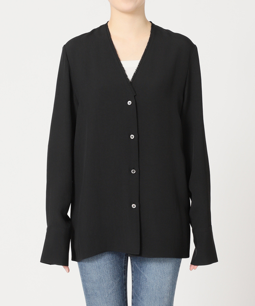 plage（プラージュ）の「《追加》R’IAM ノーカラーシャツ（シャツ/ブラウス・レディース・アイボリー/ブラック・FREE）」の4枚目の写真