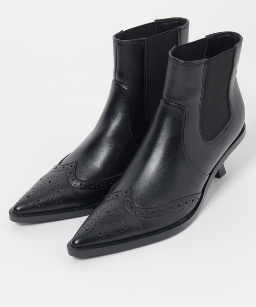 eL(エル)の「【eL】Punching Leather Heel Boots/588030(ブーツ・レディース・ブラック/ブラウン・MEDIUM/LARGE)」の5枚目の写真