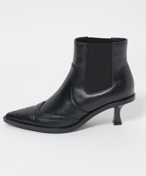 eL(エル)の「【eL】Punching Leather Heel Boots/588030(ブーツ・レディース・ブラック/ブラウン・MEDIUM/LARGE)」の4枚目の写真