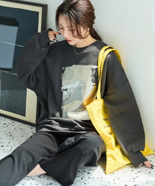 セール】限定展開 箔 プリント 裏起毛 スウェット（スウェット