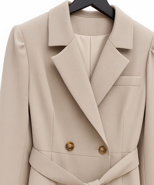 セール】テーラードダブルブレストロングトレンチコート（トレンチ