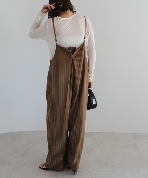 Bonjour Sagan（ボンジュールサガン）の「ヘリンボーンストライプサス付きパンツ（その他パンツ・レディース・ブラウン/ブラック/グレイッシュベージュ・FREE）」の10枚目の写真