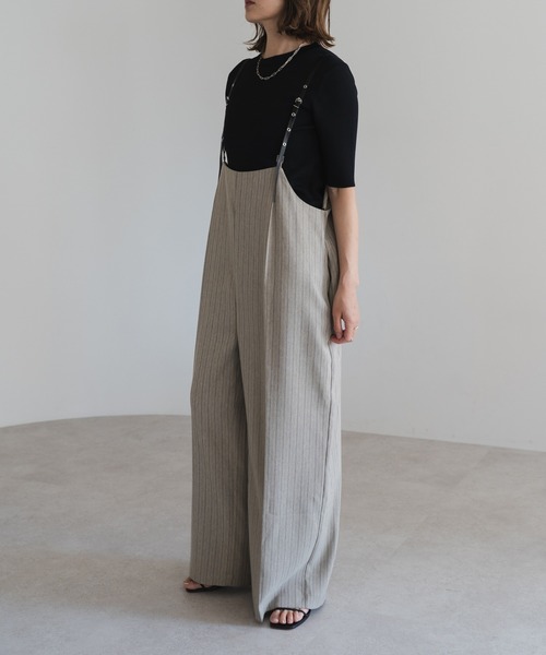 Bonjour Sagan（ボンジュールサガン）の「ヘリンボーンストライプサス付きパンツ（その他パンツ・レディース・ブラウン/ブラック/グレイッシュベージュ・FREE）」の20枚目の写真