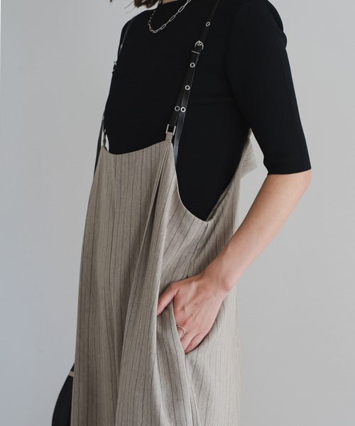 Bonjour Sagan（ボンジュールサガン）の「ヘリンボーンストライプサス付きパンツ（その他パンツ・レディース・ブラウン/ブラック/グレイッシュベージュ・FREE）」の6枚目の写真