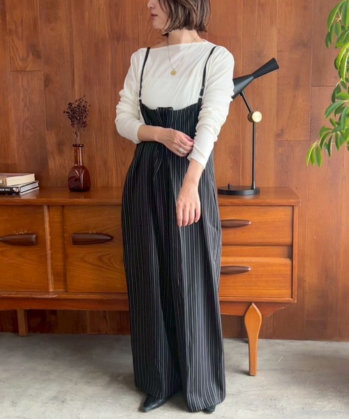 Bonjour Sagan（ボンジュールサガン）の「ヘリンボーンストライプサス付きパンツ（その他パンツ・レディース・ブラウン/ブラック/グレイッシュベージュ・FREE）」の22枚目の写真